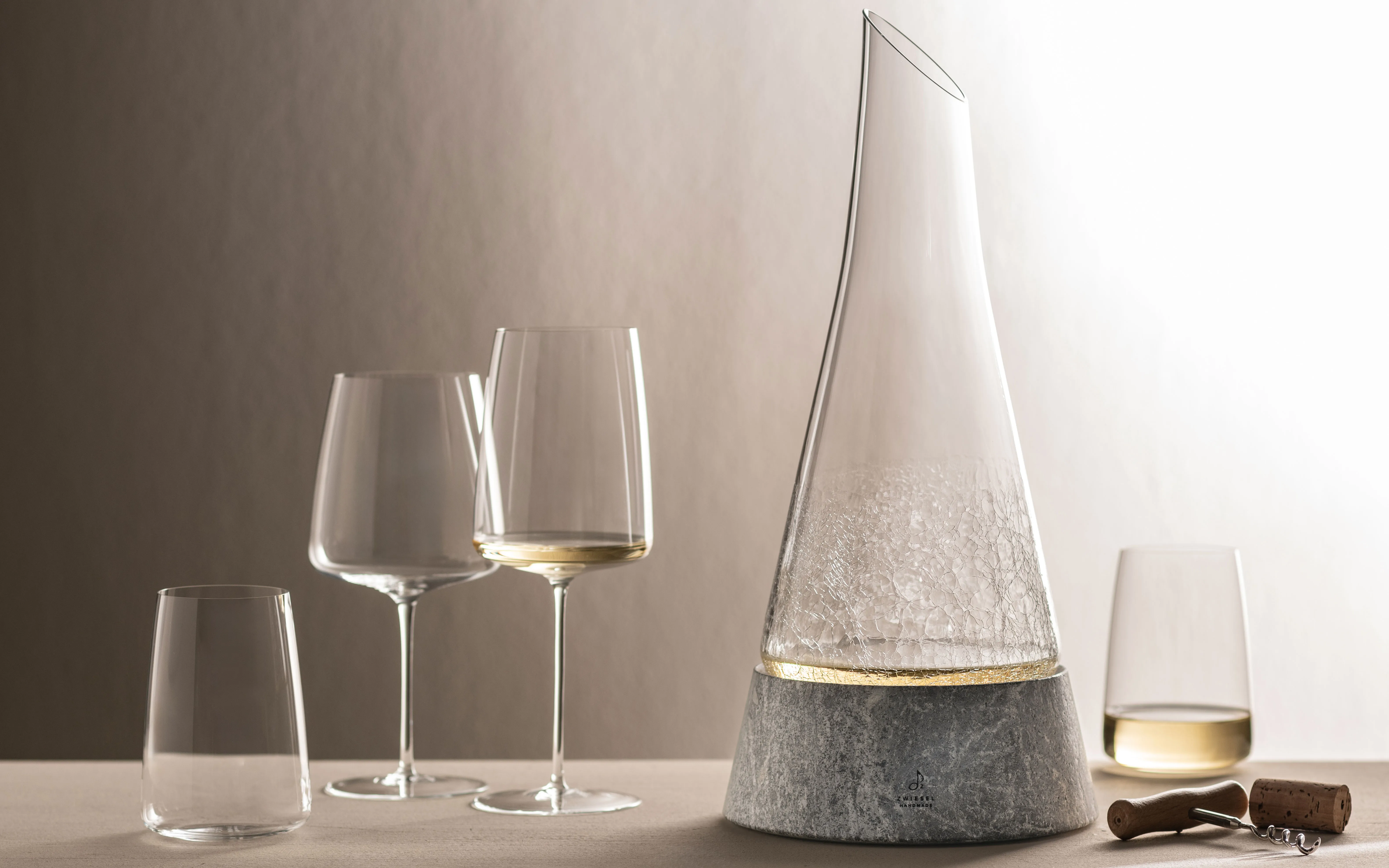 glassware on a desk